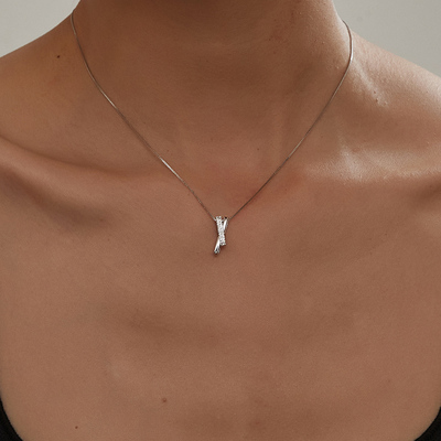 KITSH锆石打结项链女纯银锁骨链