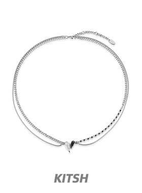 KITSH黑白爱心项链女小众原创设计简约高级感气质时尚精致锁骨链