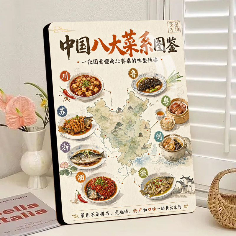 新版中国八大菜系高颜值家庭房间桌面水晶相框摆台轻奢装饰摆件