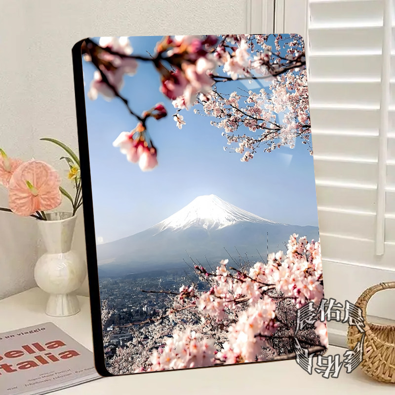 樱花树风景水晶相框摆台ins风网红房间装饰画客厅卧室床头摆件