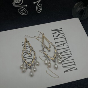 ｛满钻珍珠耳环｝中古饰品鬼才设计欧美重工全铜镀真金轻奢小众