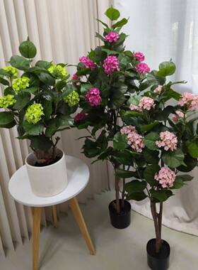 轻奢新款仿真绿植绣球花树盆栽家居大号落地装饰塑料摆件人造盆景