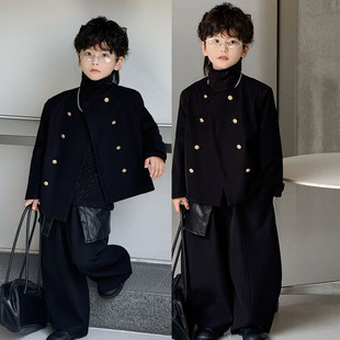 痞帅男童西装套装秋冬高级感休闲小香风外套儿童模特走秀演出服潮
