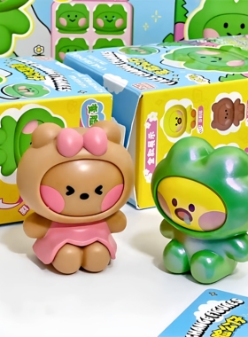 灵动创想LINE FRIENDS minini变脸公仔玩具礼物熊熊摆件盲盒全套