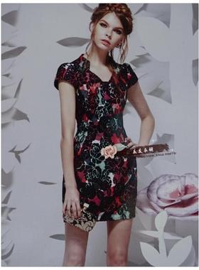 台湾品牌正品女装清仓折扣可婕春秋款织花连衣裙8066H