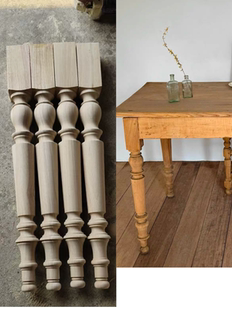 法式中古风实木家具腿自制咖啡桌脚餐桌腿柱子脚柚木风定制木桌腿