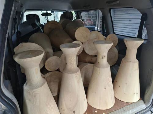 轻奢茶几实木圆锥形支撑底座锥形实木家具脚圆桌腿茶几腿锥形支架