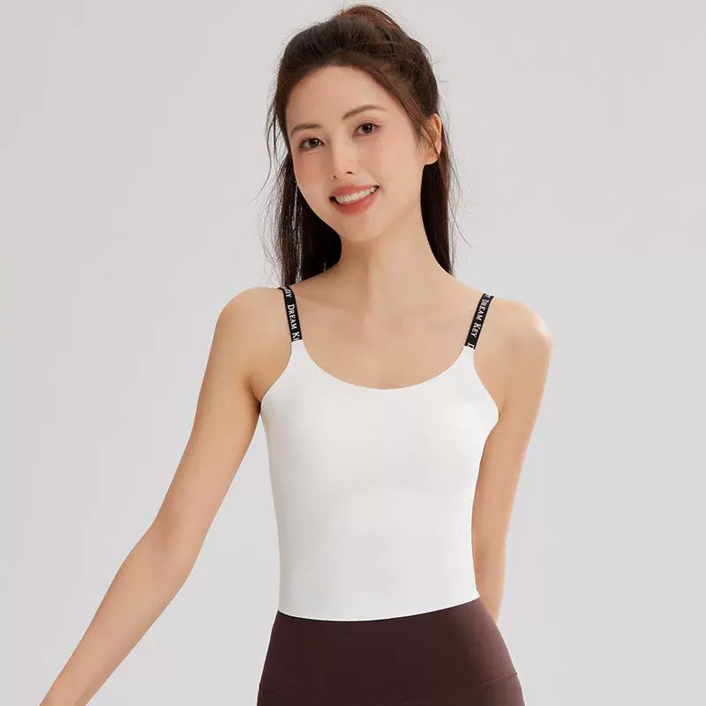 分体式带固定胸垫单件游泳背心女潜水上衣泡温泉外穿冲浪吊带泳装