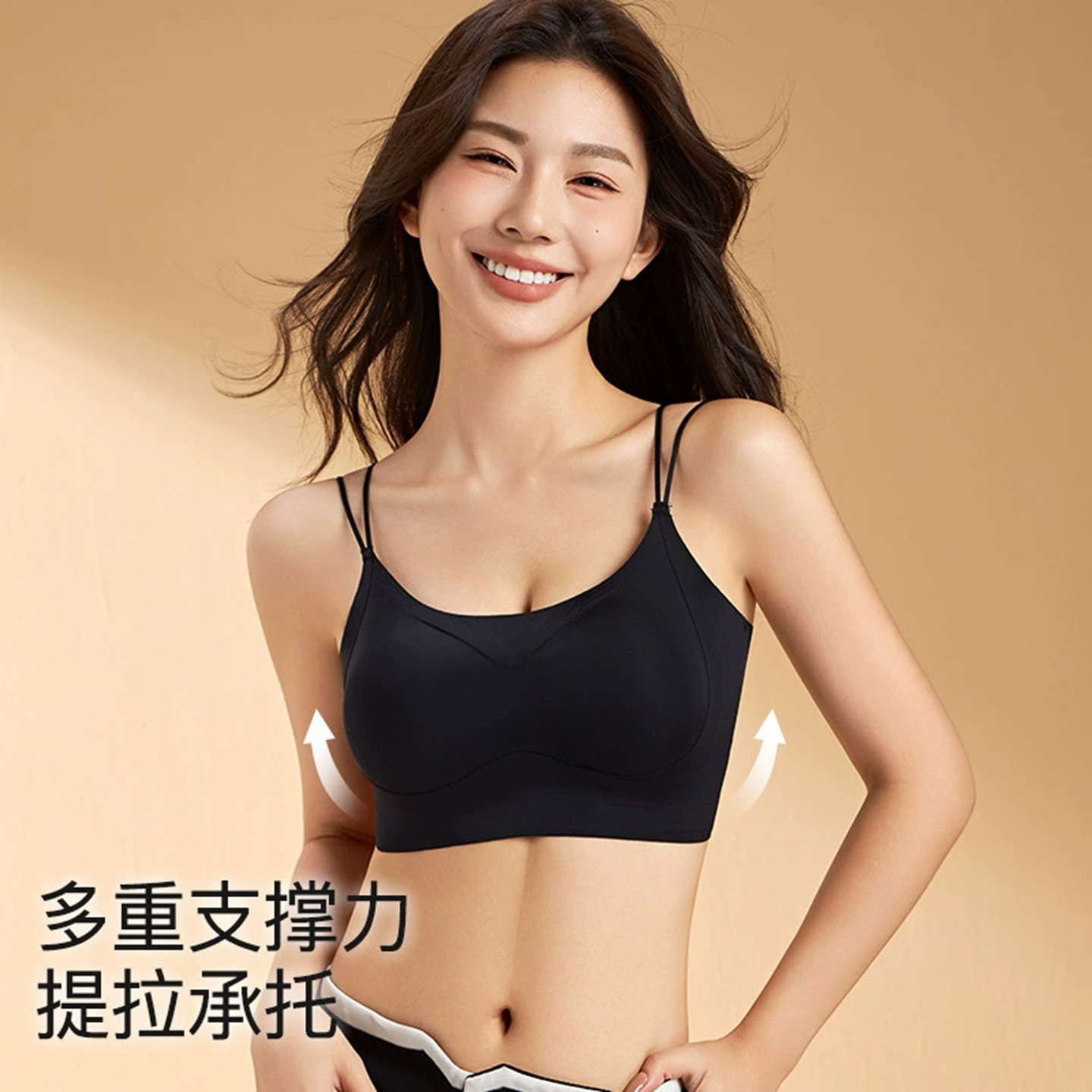 带胸垫吊带背心女士游泳上衣泳衣潜水冲浪夏季单件速干运动泡温泉