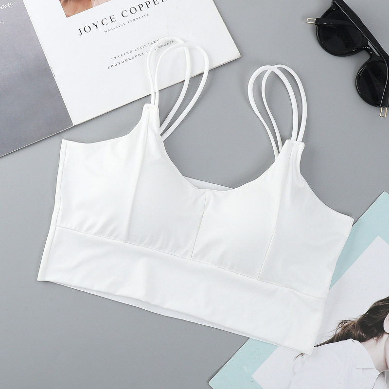 夜游背心白色女夏内搭打底外穿美背比基尼泳衣带胸垫黑色抹胸上衣