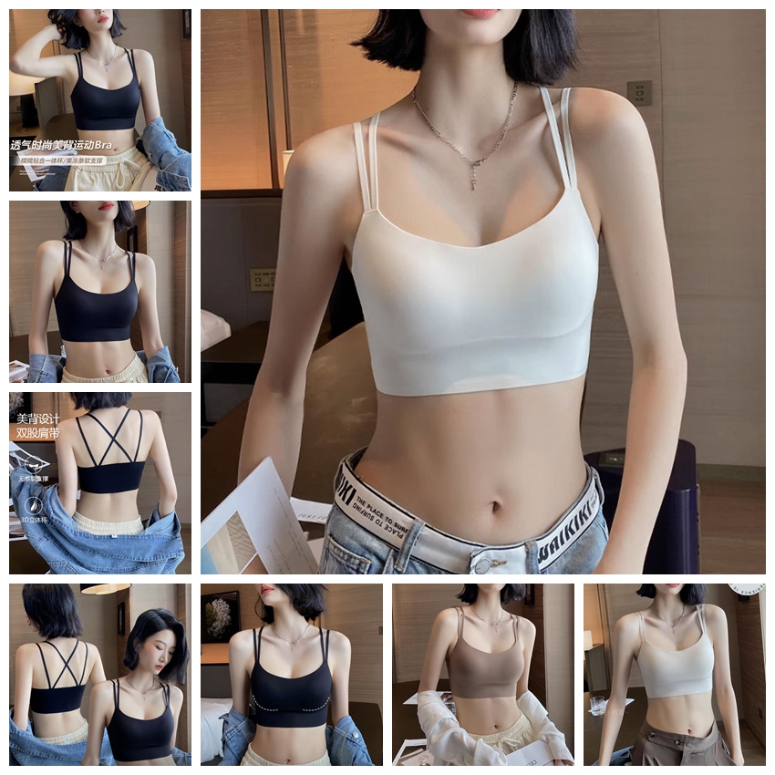 2025新款一体式带固定胸垫聚拢分体游泳衣女沙滩比基尼性感露背心