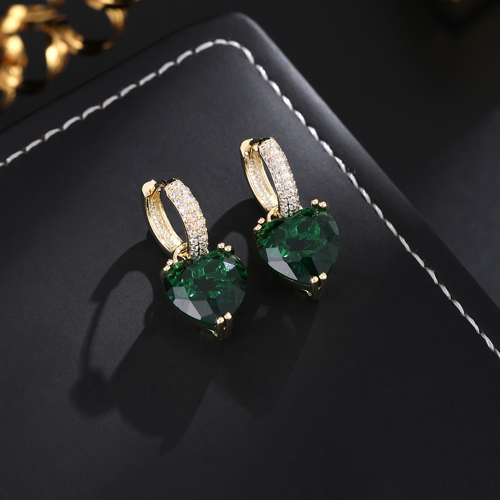 高版本真金电镀  铜镶超闪锆石可拆卸两戴爱心形耳环衣服配饰装饰