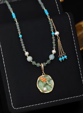 《高版本不掉色18k金厚度0.05+电泳+抛数++4》国风复古滴釉花朵项