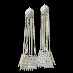 凉山彝族耳环女纯手工雏菊小花朵流苏长款复古简约民族风饰品6吊