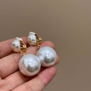 法式经典~简约大珍珠耳夹耳钉设计感ins风时尚耳环小众个性耳饰女