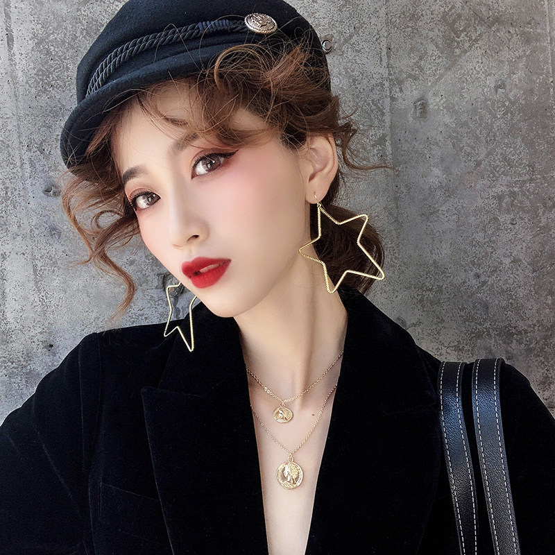 欧美夸张气质网红街拍大五角星耳环2019新款潮个性回头率超高耳饰
