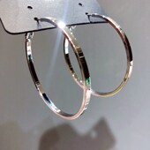 925纯银针耳环 潮耳圈韩国气质网红圆环大圈耳饰纯银圈圈 2023新款