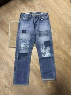 孤品 fdmtl mt版型剌子拼接复古 赤耳水洗小直筒男士牛仔裤