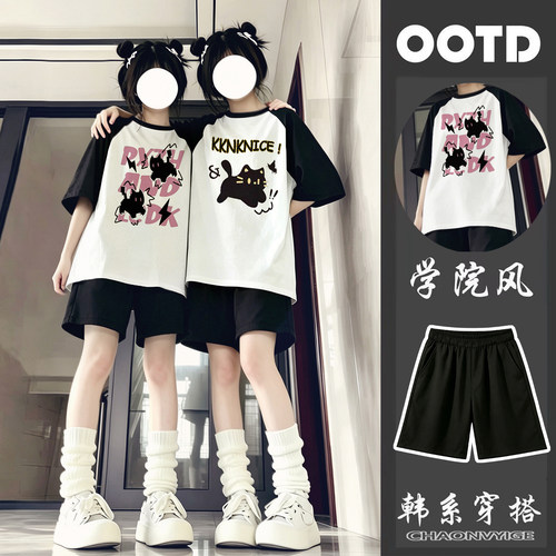 学生闺蜜装时尚短袖短裤运动套装