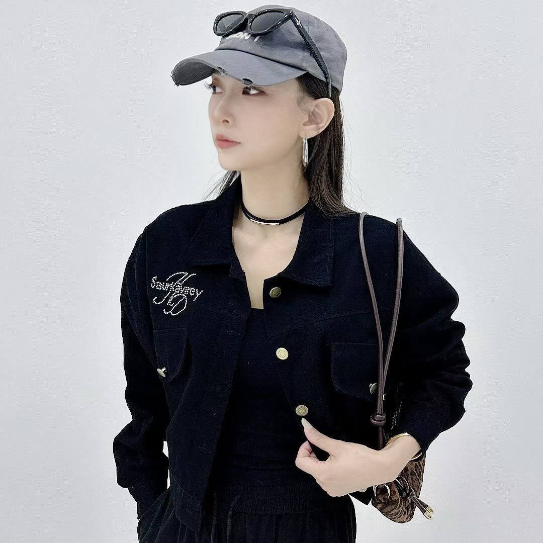 26036秋季新款广场曳步舞翻领时尚休闲牛仔外套个性潮酷百搭女款