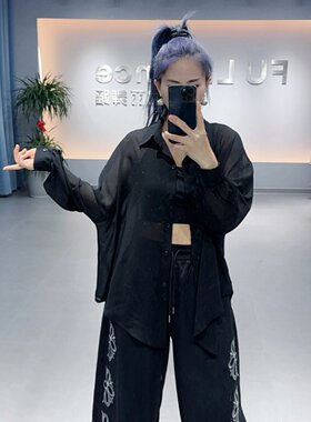 夏季新款珍珠纱飘逸衬衫