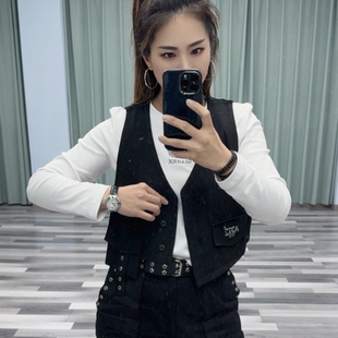 619时尚广场曳步舞现代舞爵士服装短款马甲气质舞蹈团队马夹嘻哈