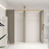 服装 店婚纱试衣间F型隔断帘简易移动更衣室商场卖场窗帘杆展示架E