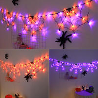 2026 Halloween string LED spider web Lights, Ghost Festival props, festival atmosphere decoration, night lights, remote control colored lights thumbnail 8