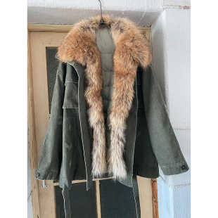 羽绒服女貉子毛大毛领派克服宽松内胆克拆卸中长款加厚冬季外套
