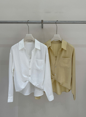 2026新款女装气质翻领长袖衬衫女百搭白色通勤穿搭拼接蕾丝上衣