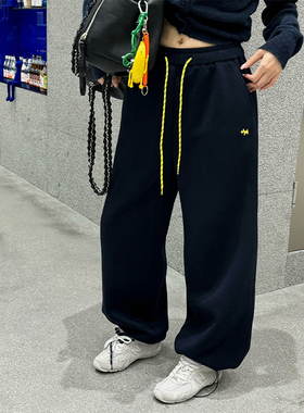 N9卫裤女2024新款女装秋冬宽松显瘦刺绣抽绳休闲运动百搭束脚长裤