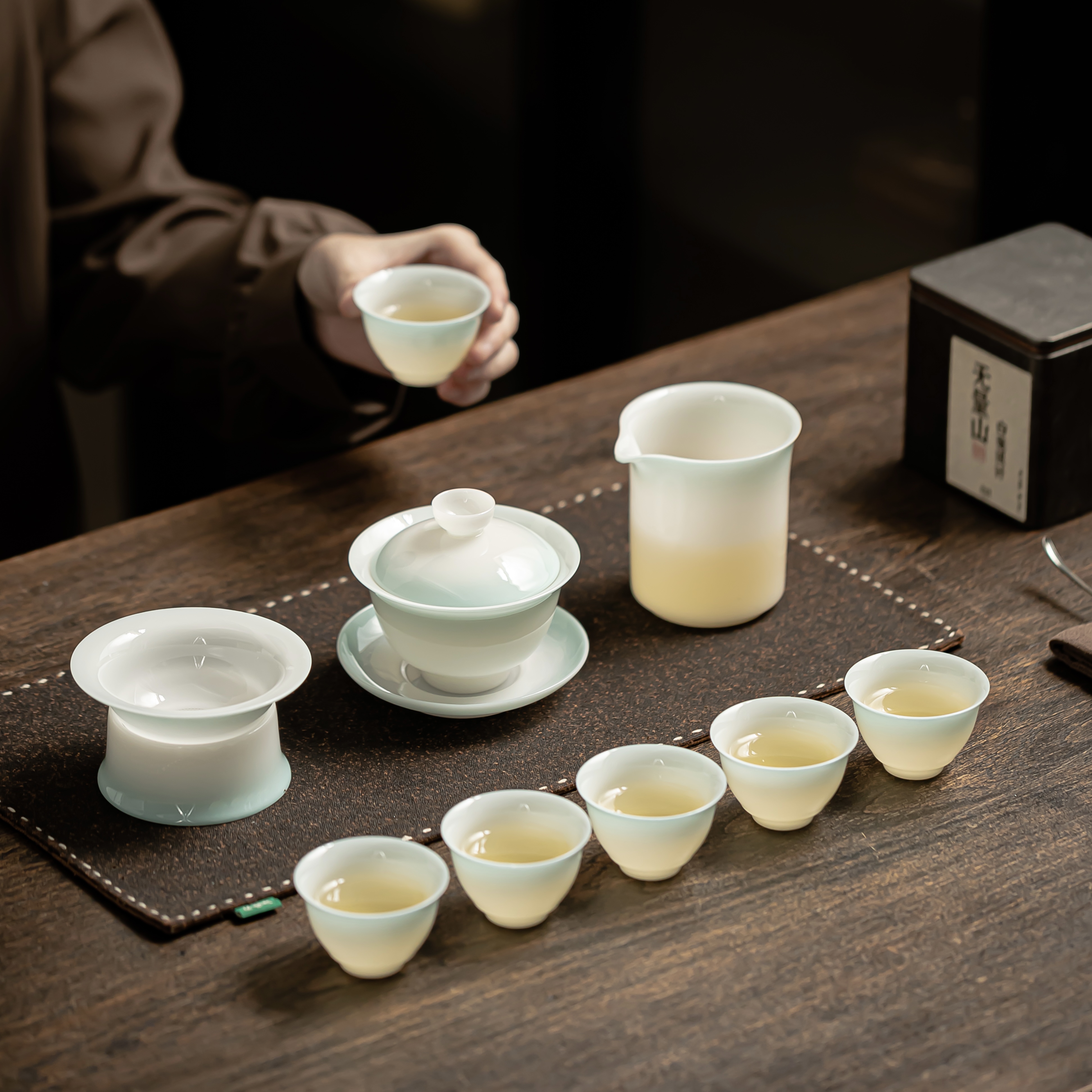 冰种璞玉瓷功夫茶具套装家用泡茶轻奢办公室茶杯盖碗礼盒