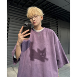 夏季卡通猫麂皮绒情侣T恤T386/特批25控38，男装T恤，电商C413