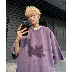 夏季卡通猫麂皮绒情侣T恤 T386/特批25 控38图片