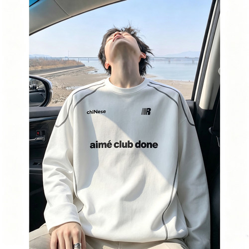 秋季男式长袖印花T恤 白色 CT26999/P35
