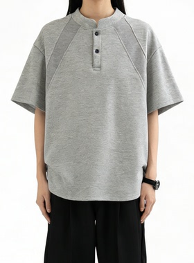 夏季POLO领男士拼接亨利领短袖T恤 DT2601/P20