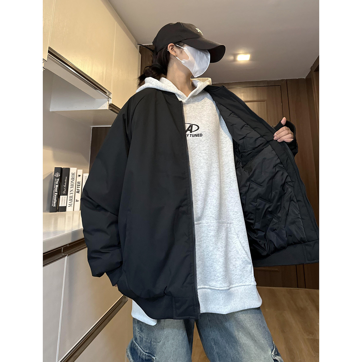 老钱风棉服宽松情侣棒球服薄款棉衣外套飞行员夹克MY887/P88,男装夹克,电商C413