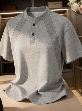 夏季男士休闲亨利POLO领男拼接短袖T恤 DT2601/P20
