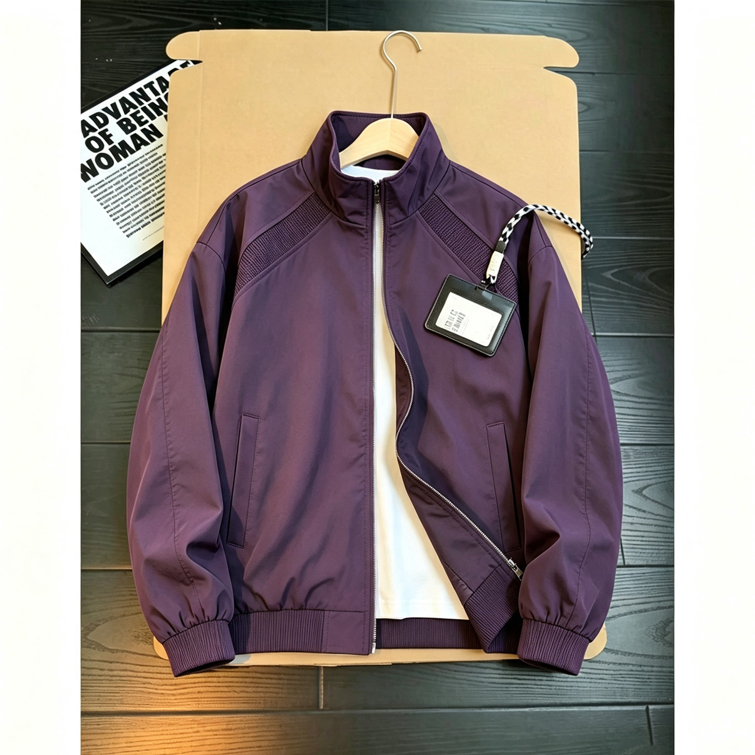 秋季男式立领棒球服飞行夹克外套 紫色  JK26907/P30