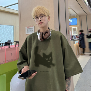 夏季卡通猫麂皮绒情侣T恤 T386/特批25 控38图片
