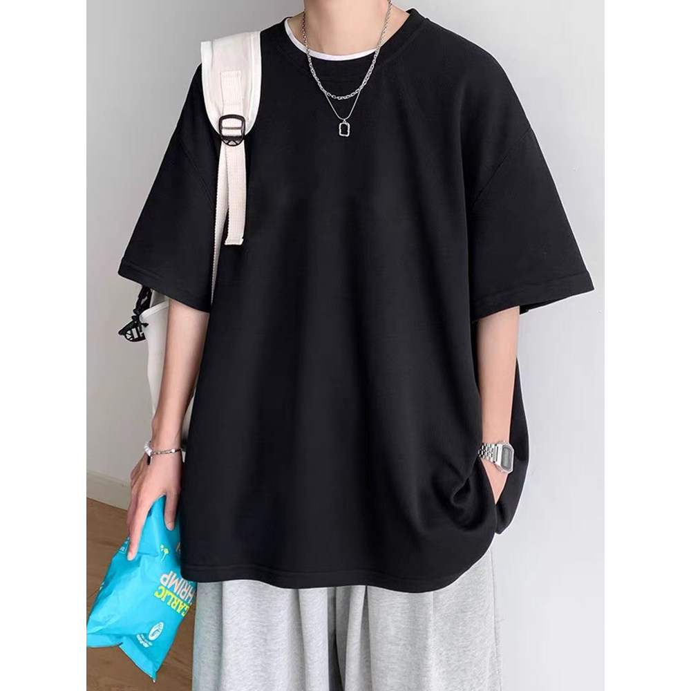 单件包装220克纯棉黑色休闲短袖T恤黑色DT2200/特批11，男装T恤，电商C413