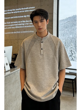 夏季男休闲亨利POLO领男士拼接短袖T恤 DT2601/P20