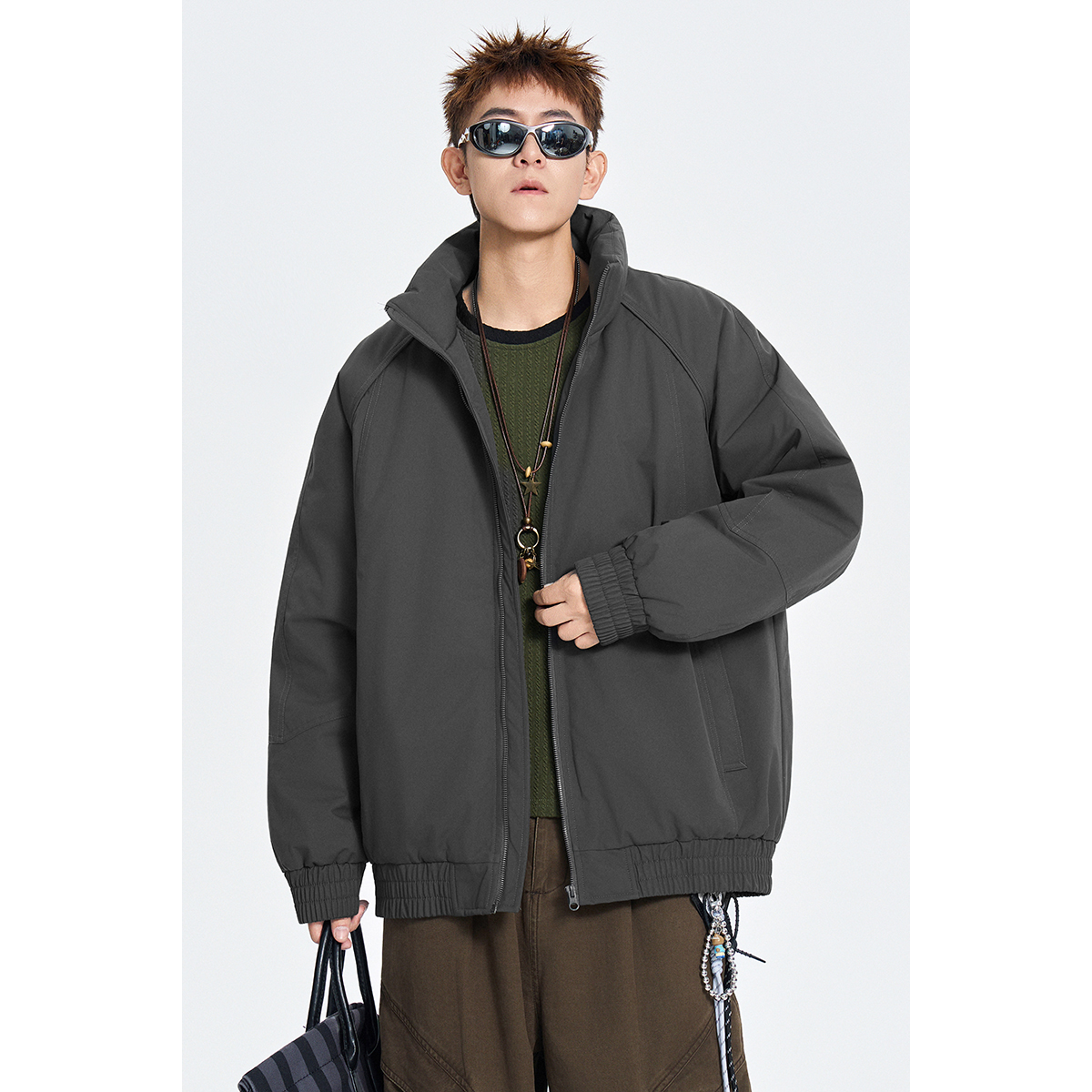 深灰色休闲棉服冬季立领男式棉衣外套MY2588/特批70，男装棉衣，电商C413