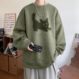 重磅麂皮绒小猫烧花圆领秋季情侣卫衣W635/P48控68，男装卫衣，电商C413