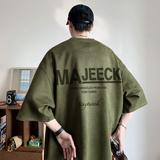 夏季鹿皮绒美式前后烧花工艺短袖T恤米色T313/特批25控38，男装T恤，电商C413