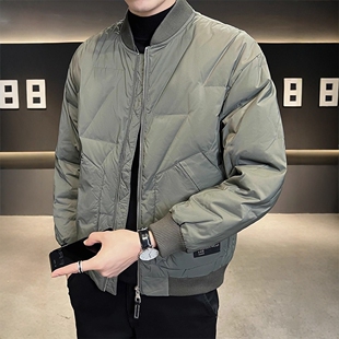 LL男装轻薄羽绒服男短款冬季2025新款时尚今年流行爆款棒球领外套