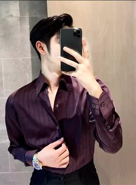 长袖衬衫男设计感百搭