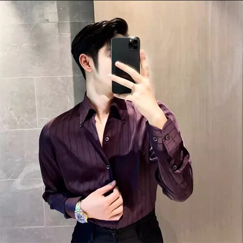 长袖衬衫男设计感百搭