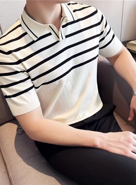 polo衫男短袖夏季冰丝高级感