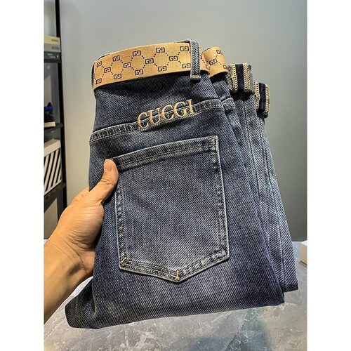 牛仔裤男修身小脚刺绣休闲百搭